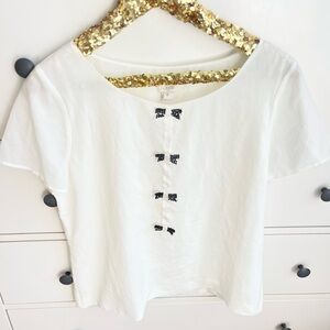 NWT J. Crew Bow Beaded Embellished Blouse